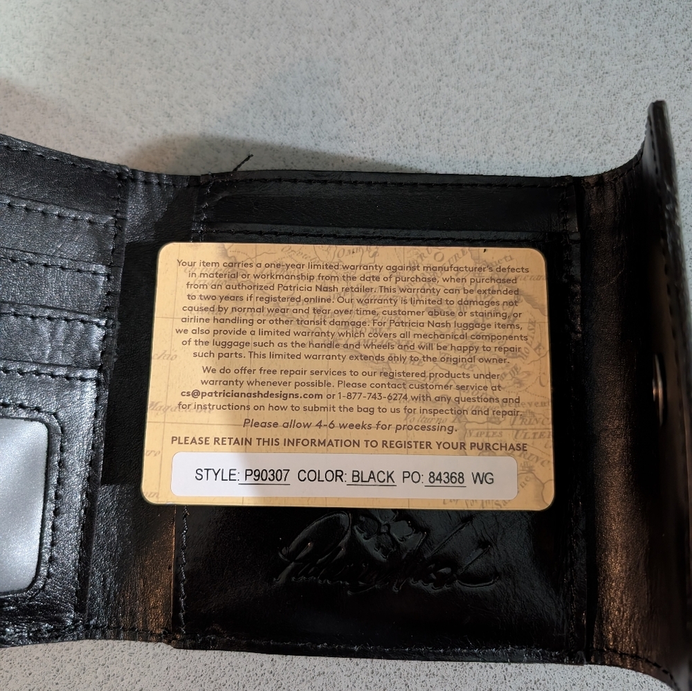 100% Leather Patricia Nash Tooled Bifold Wallet - Picture 8 of 12